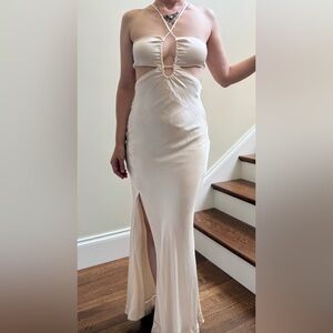 NWT BARDOT Daring Satin Midi Dress Maxi Slip Feminine Sexy Cream Bridal‎ S 4